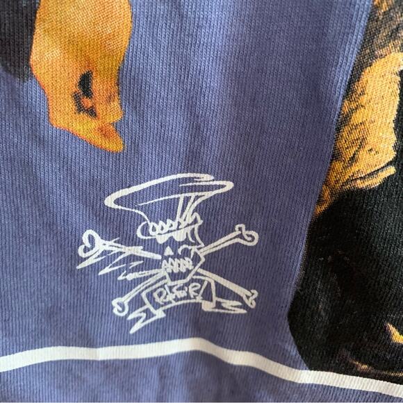 Snakepit Blue Black Tie Dye Slash Graphic Artist Tee S/M Indie Sleaze - Picture 4 of 5